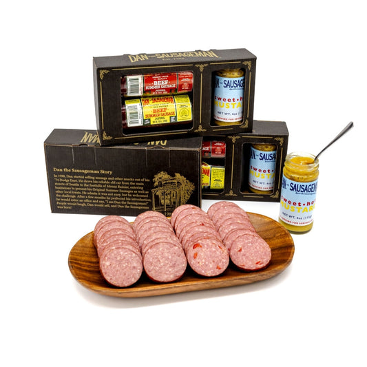 Double Summer Sausage + Mustard - sold in a 3-pack