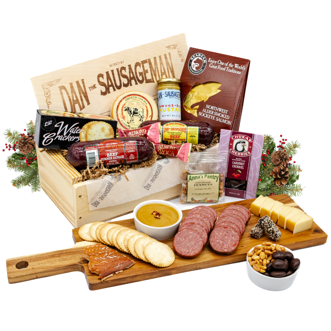 Dad's Deluxe Smoked Summer Sausage and Food Gift Basket - Dan The ...