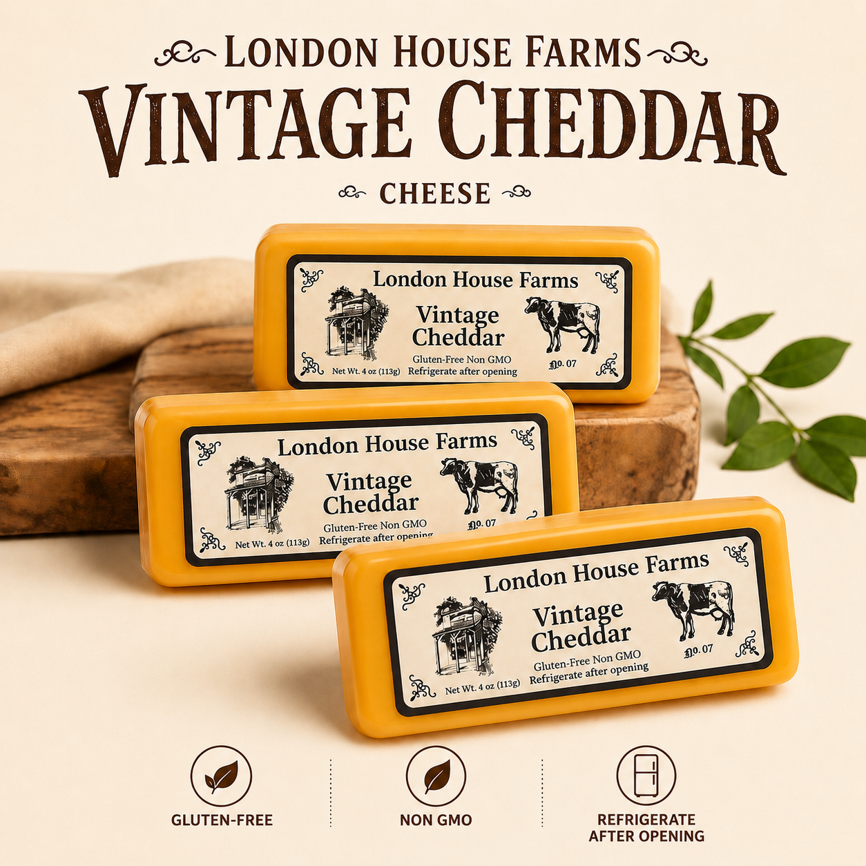 Vintage Cheddar Cheese - 3-pack