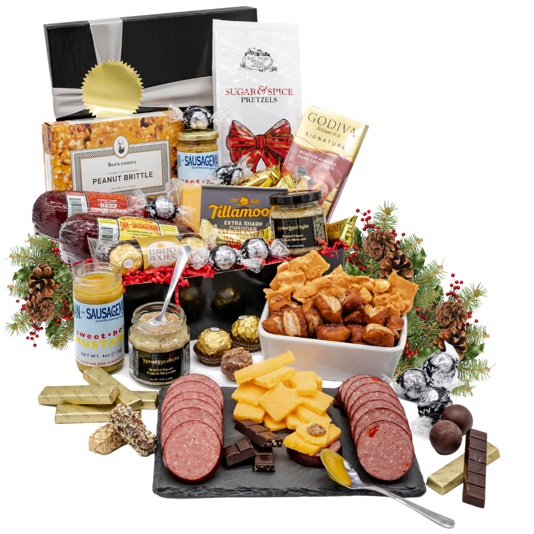 Silver and Gold Gourmet Gift Box & Gift Basket – Dan The Sausageman